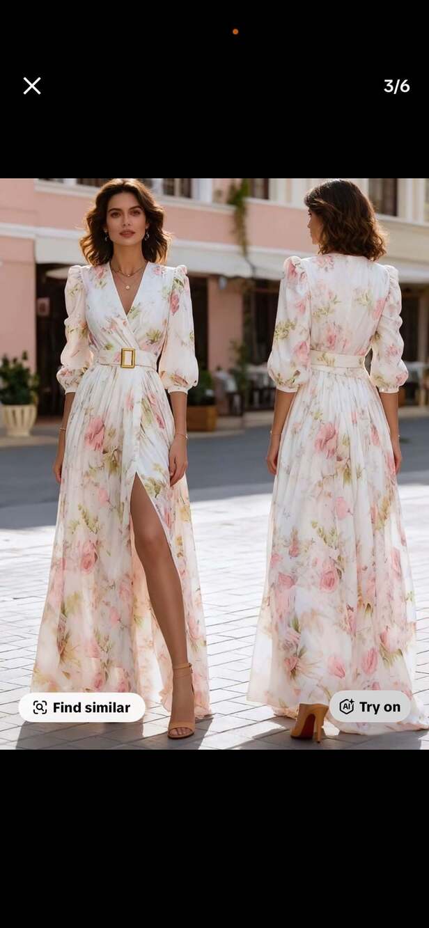 V-neck Puff Sleeve Foral Dress NWT